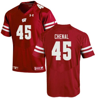 Men's Wisconsin Badgers NCAA #45 Leo Chenal Red Authentic Under Armour Stitched College Football Jersey VB31Y68DH